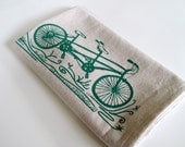 Cotton Kitchen Towel - Tandem Bike in Green