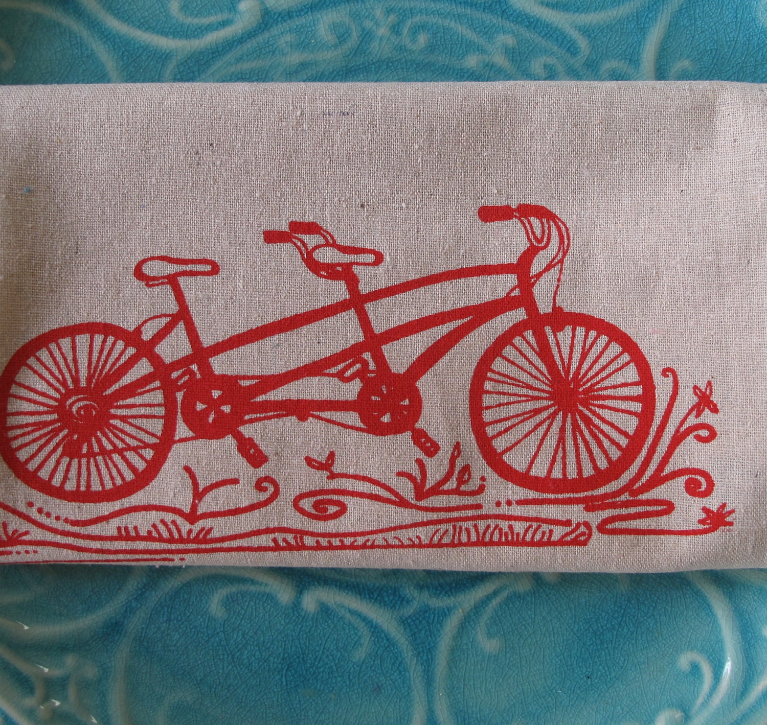 Cotton Kitchen Towel Tandem Bike in Red