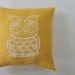 Pillow Cover Cushion Cover Owl on Mustard Yellow Linen 16 x 16 inches