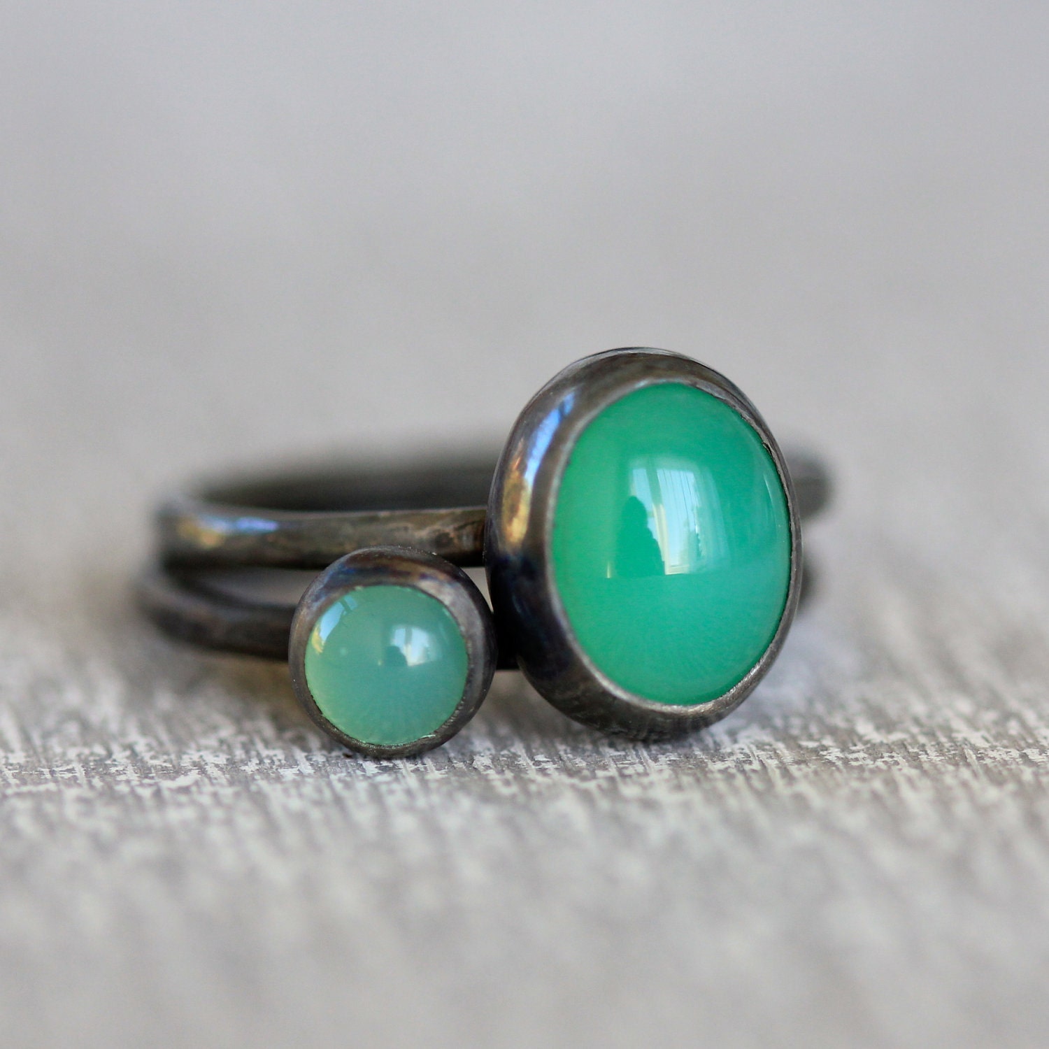 Green Chrysoprase Ring Set