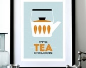 Cathrineholm poster print Mid Century Modern home kitchen art office coffee tea - It's Tea O'clock A3