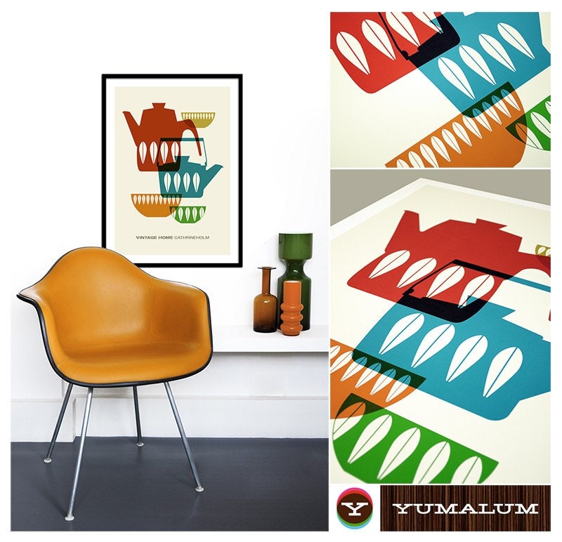 Cathrinholm poster print  Mid Century Modern kitchen art retro vintage home - Vintage Home Cathrineholm 1 - Large 50 x 70cm