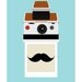 Polaroid mustache poster print retro mid century modern vintage camera design moustache kitchen art office - Instant Moustache A3