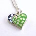 Heart Necklace Sterling Silver  With Mother Of Pearl Inlay Vintage Jewelry Blue Green Valentine's Day