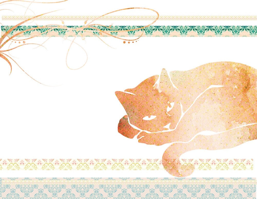 Kitty with Swirls print