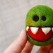 Needle Felted Green Wool Egg Monster Made to Order