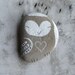 Flat Beach Stone Owl with a Heart
