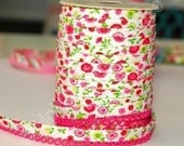 Bias Tape Pink Floral Cotton and Lace Double Fold