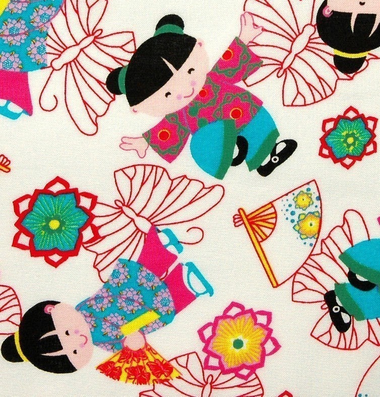 Kimono Girls Fabric in white -- 0.5 metre