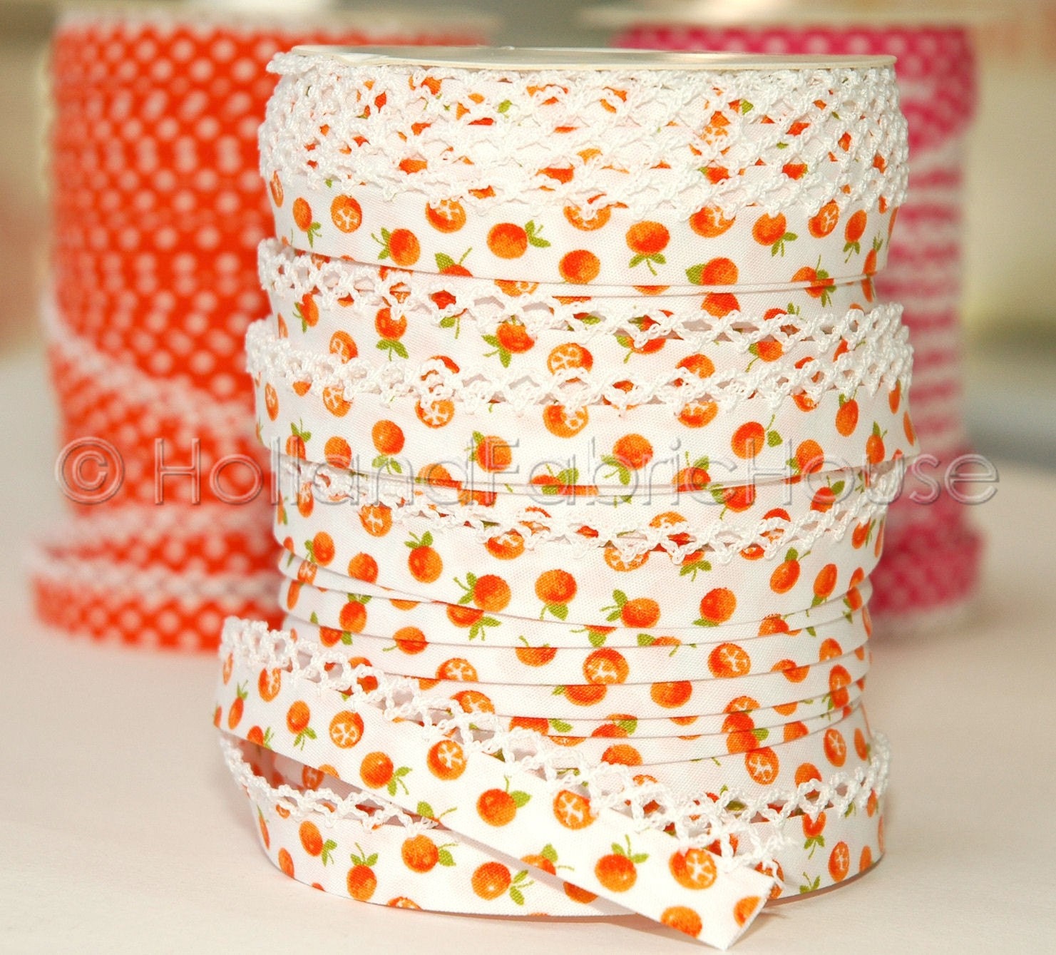 Bias Tape - Sweet Oranges Cotton and Lace Double Fold