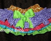 Four Ruffle Cupcake Sassy Pants Ruffle Diaper Cover Panty Giraffe Pink Purple Teal Green