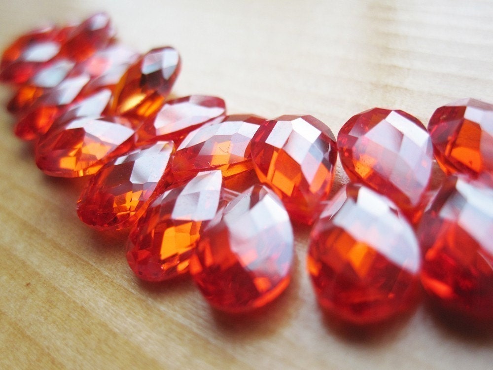 Orange Cubic Zirconia Beads, Fire Opal Color CZ - loveofjewelry