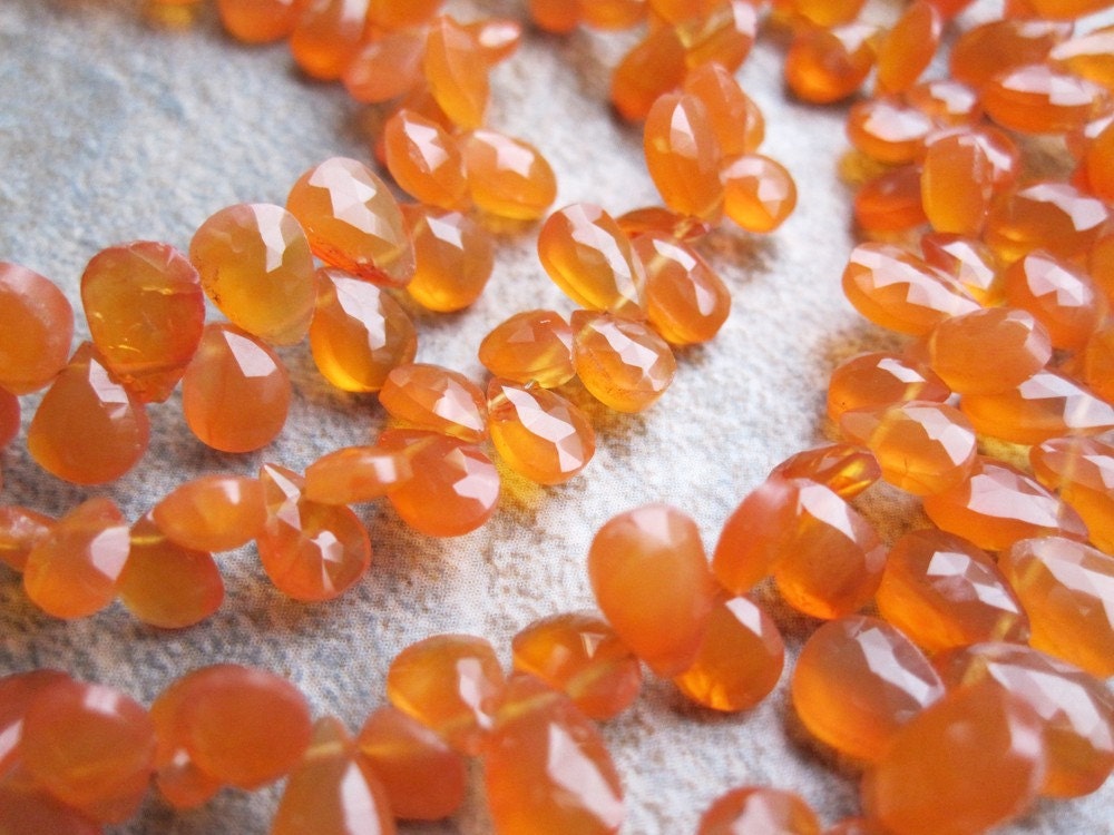 Carnelian Faceted Pear FULL STRAND