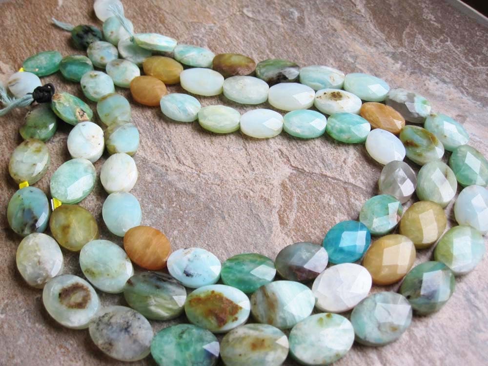 Reserved.......Peruvian Blue Opal Faceted Oval Full Strand