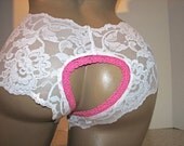 Not for the Shy Sexy Crotchless Lace Boy Shorts Panties XSmall