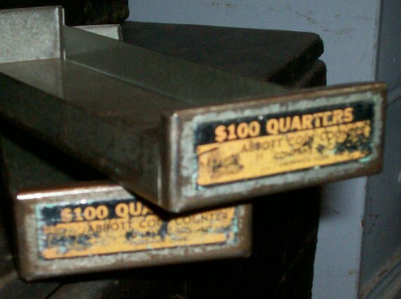 Abbott Coin Counter Tray 2 Vintage Quarter Roll by Assemblages