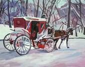 Fine Art Print 8x10, "Horse and Carriage, Central Park", Winter New York Painting by Gwen Meyerson