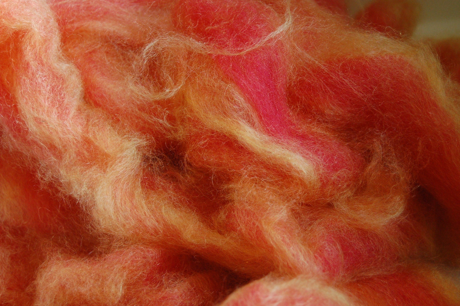Roving - Mohair and Wool - Fireball - Red, Orange, Yellow - 8oz