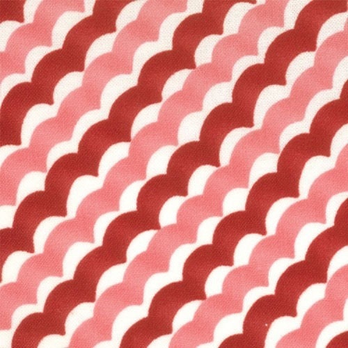 Lamour Fabric Scallop Stripe in Pink and Red by Sandy Gervais for Moda
