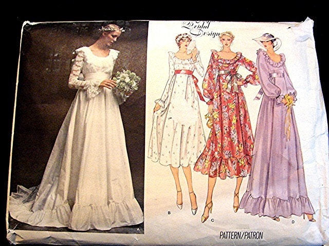 Vintage 1970s Vogue Wedding Dress Pattern by PatternsFromThePast