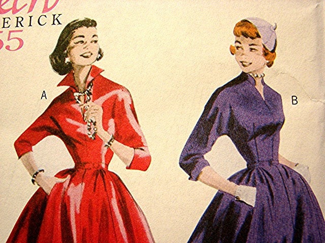 50s Dress Pattern RETRO 1955 Rockabilly Dress with Full Skirt Misses Size 8 10 12 14 Butterick UNCUT