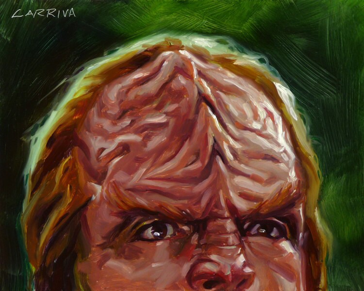 Star Trek TNG Worf Klingon - Original Oil Portrait Painting