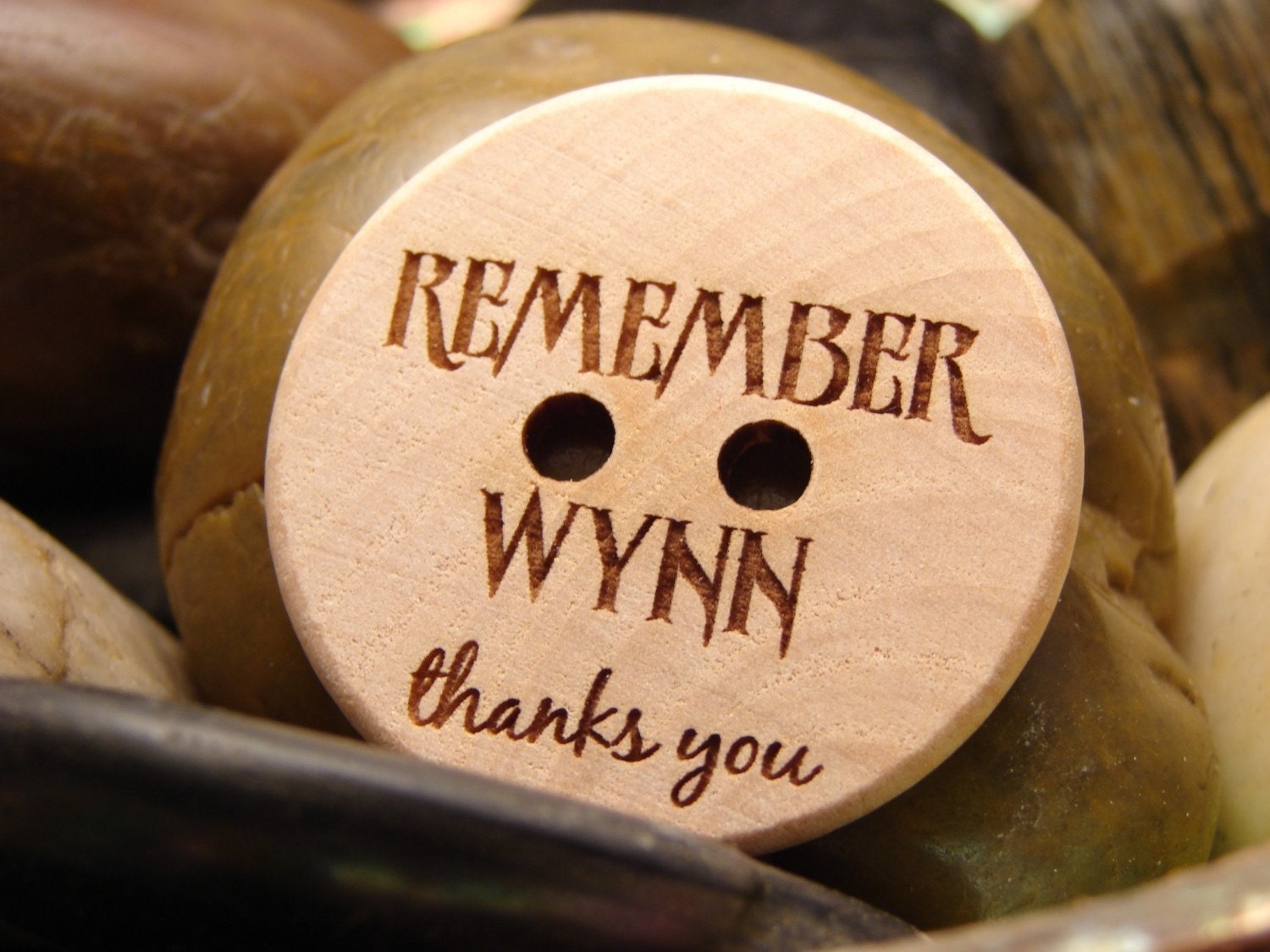 Personalized wood buttons engraved one and half inch