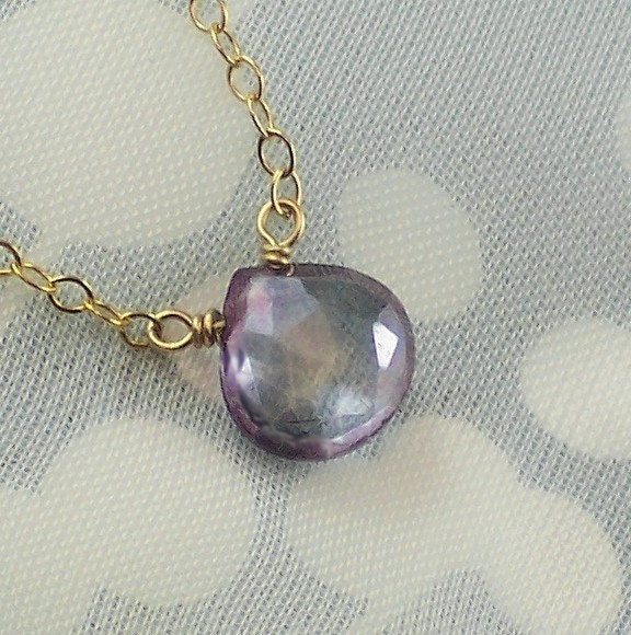 Mystic Blue Quartz Necklace 14K Gold Filled Necklace Simple Gemstone Solitaire Necklace - Handmade Holiday Fashion