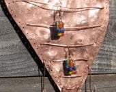 Copper Heart Jewelry Display. Jewelry Hanger. Heart Wall Hanging.