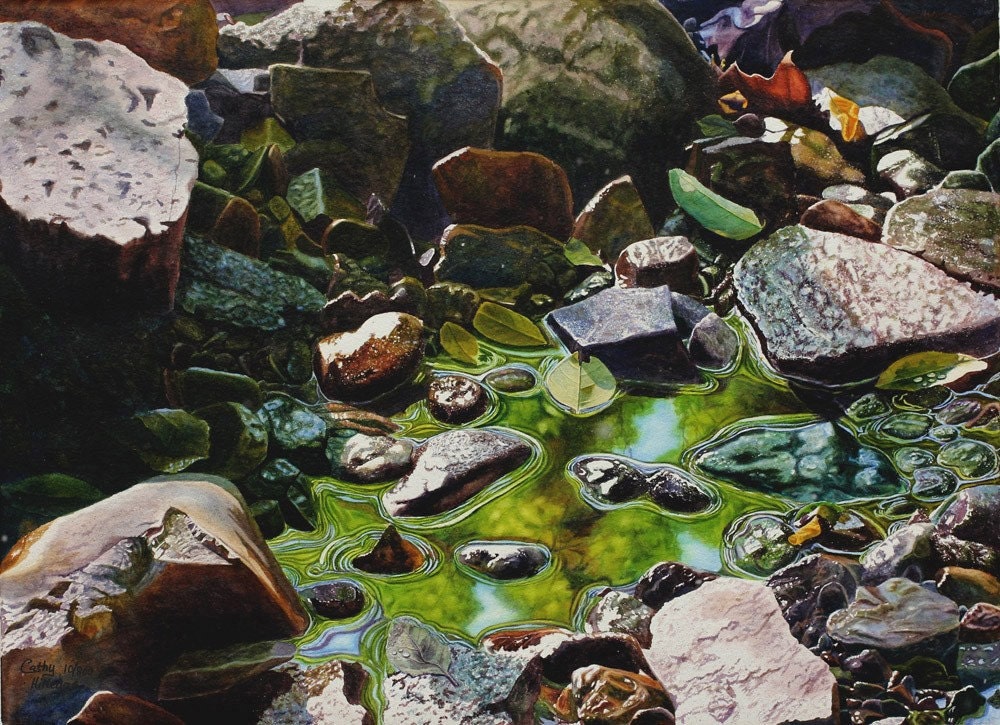 Creek Art Watercolor Painting Print of original painting by Cathy Hillegas -As Above, So Below