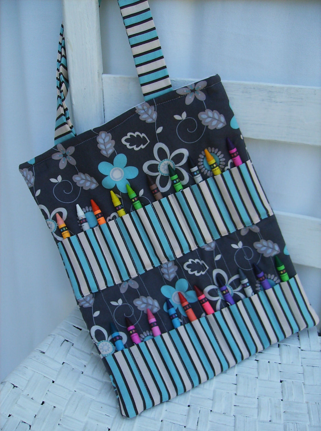 Crayon Bag - Grey Floral