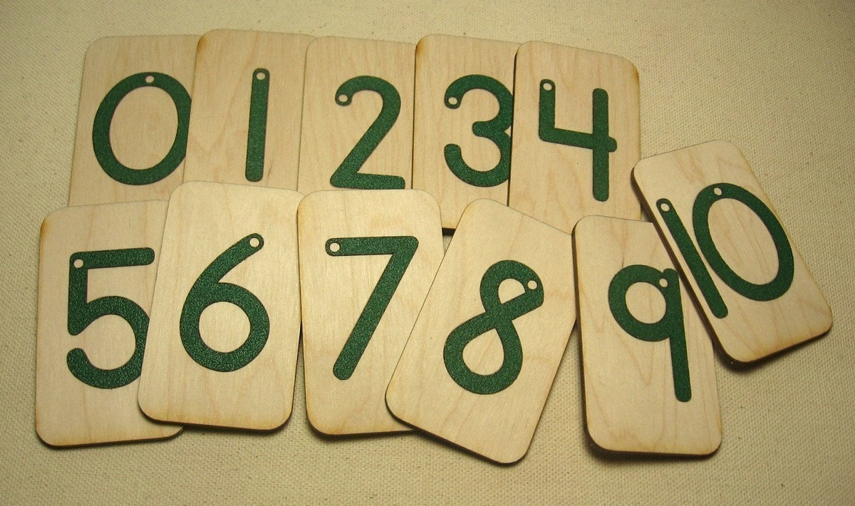 Mini Sandpaper Numbers 0-10 on brich wood