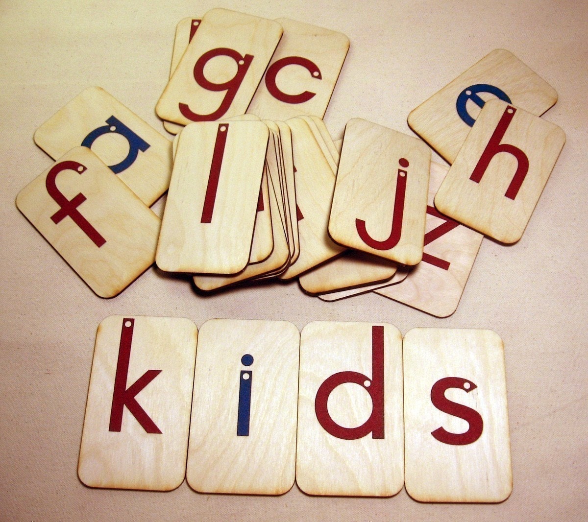 Lowercase Sandpaper Letters on birch wood