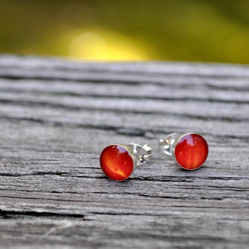 POPPY. Petite Photo post earrings. Sterling Silver.