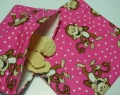 2pc Happy Monkeys on Pink  Reusable Sandwich and Snack Bag