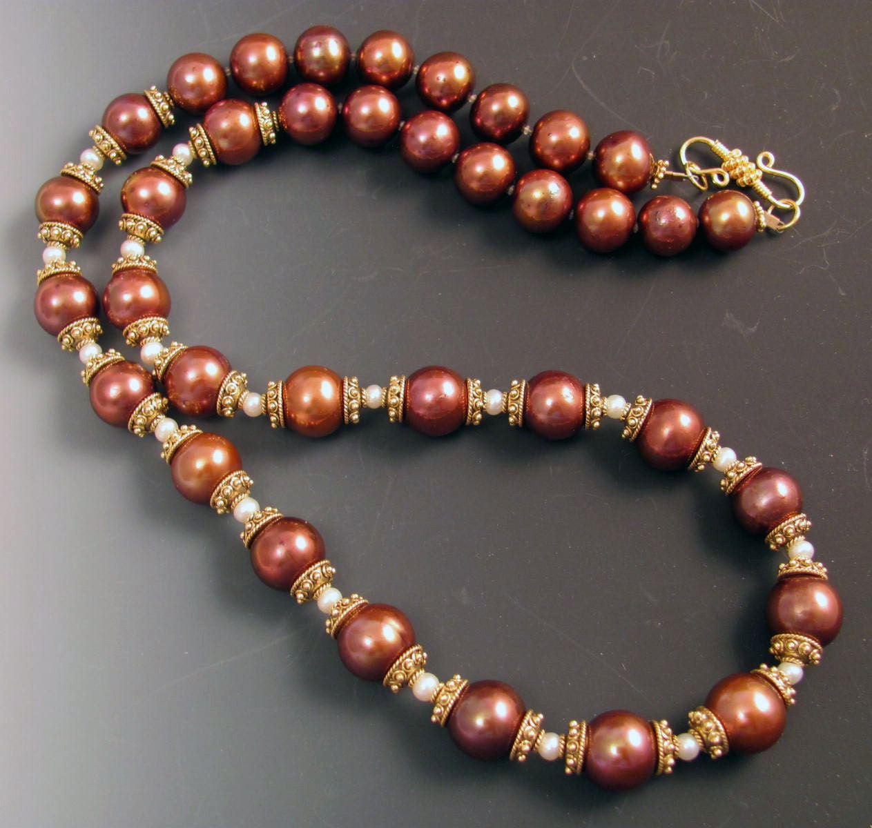 Memories of Byzantium Necklace with Huge Pearls, Vermeil