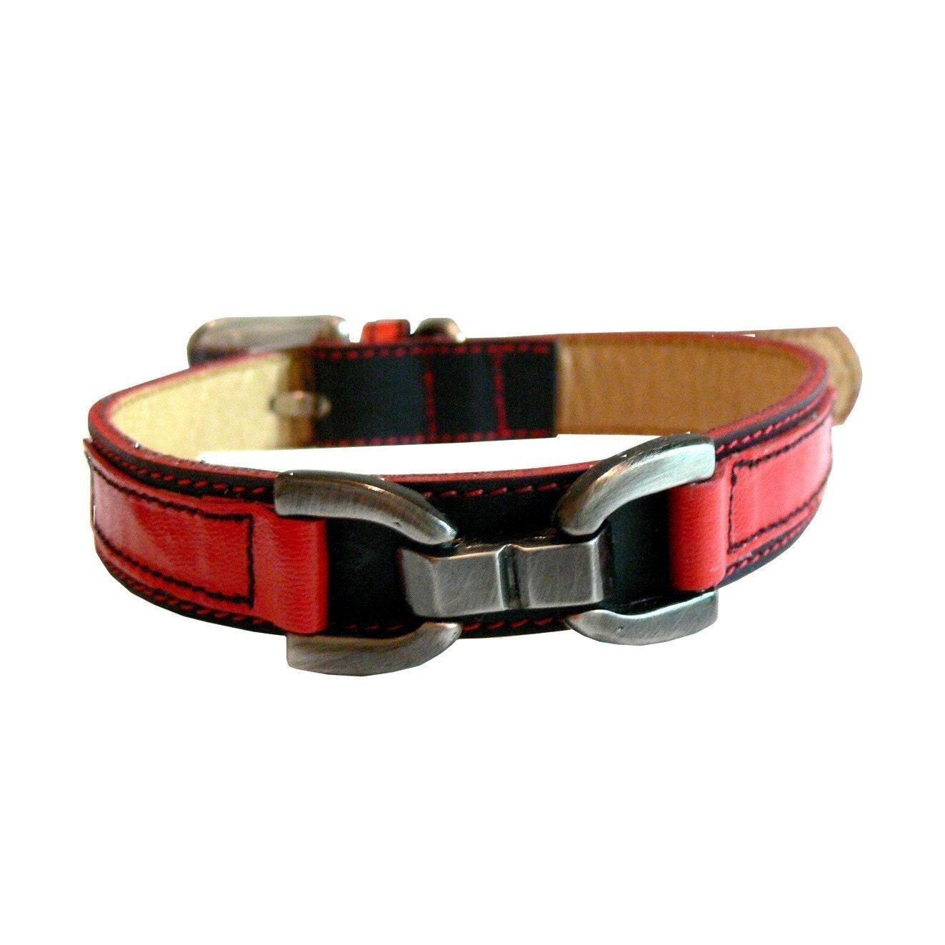 Bello - Cool Leather Dog Collar Black and Red