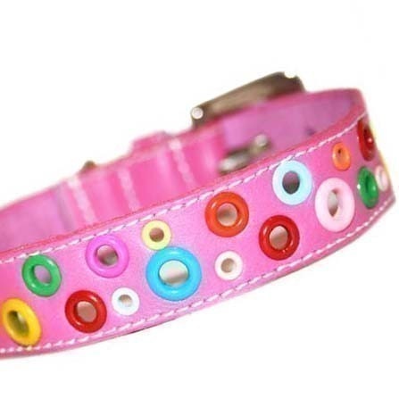 XXL Loki Puppy Leather Dog Collar - Punk Pink