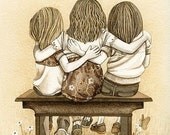 Lean On Me - 5x7 archival watercolor print by Tracy Lizotte