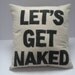 Let's Get Naked -- playful 16in (41cm) sq appliqued pillow / cushion