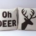 OH DEER, a Deer head Silhouette PAIR of pillows / cushions -- 14in (36cm) sq