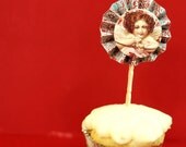 6- Viictorian VALENTINE Cupcake Toppers/ Food Picks