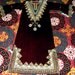 Vintage Moroccan Embroidered Full Length Kaftan Gold and Silver on Burgundy Velvet