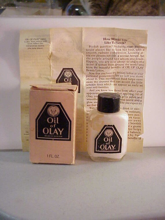 vintage 1960's 70's Oil of Olay bottle with box by CLUTTEREDmind