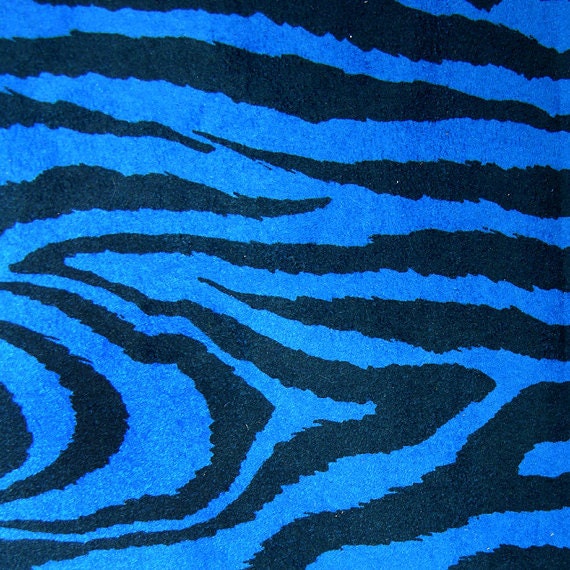 Fabric Zebra Bold Electric Blue Sueded, 5 yards