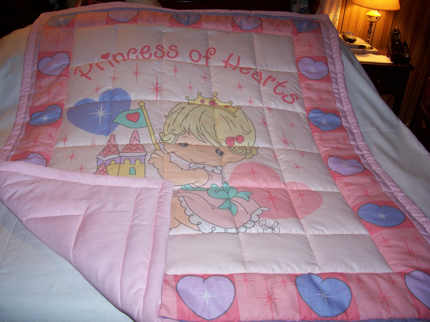 Handmade Baby Precious Moments Princess Of Hearts Baby/Toddler Quilt-Newly Made 2012