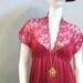 70s Vintage SHEER BURGANDY LACE Boho Slip Dress