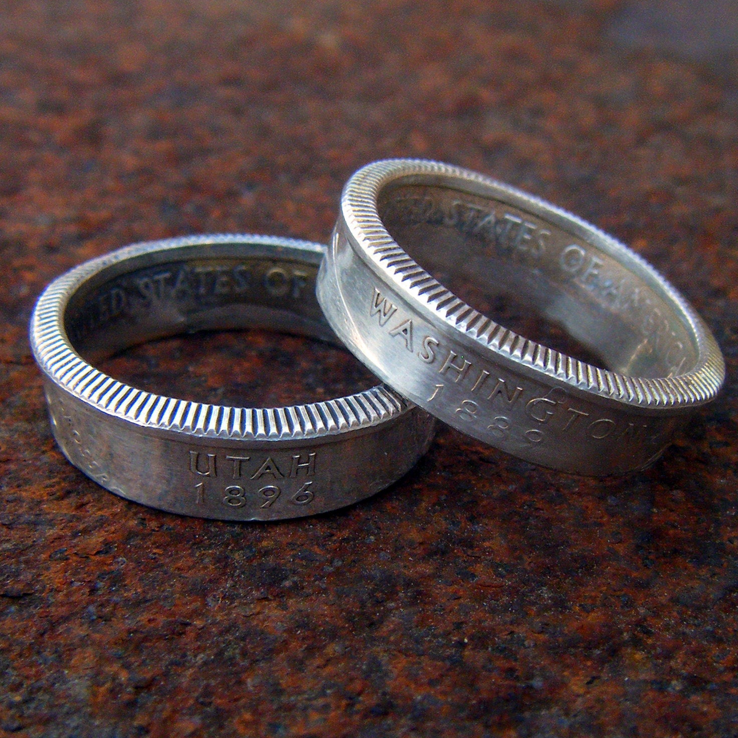 Silver STATE Quarter Coin Ring YOU CHOOSE Size  State