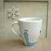 blue peacock coffee mug, hand painted, gift for the bird lover / gardener, gift under 25