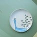Large ceramic blue peacock plate, spring garden plate